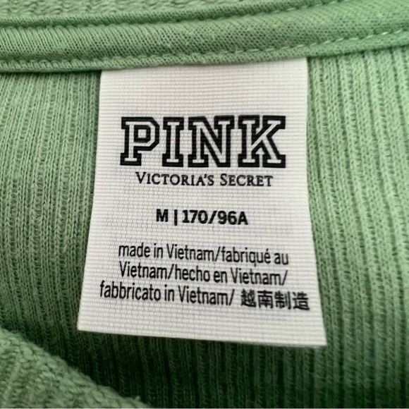 Pink Victoria’s Secret Women’s Pullover Waffle Sweatshirt Sz Medium Color Green - Picture 5 of 9